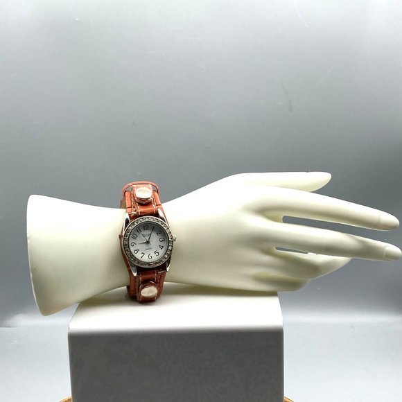 Kristine Watch on Strap Band Ladies Quartz Bling New Battery